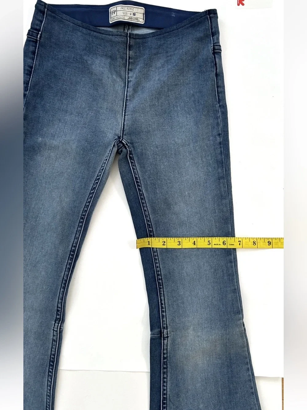Free People We The Free Blue Faded Penny Pull On Flare Jeans NWOT Size 24